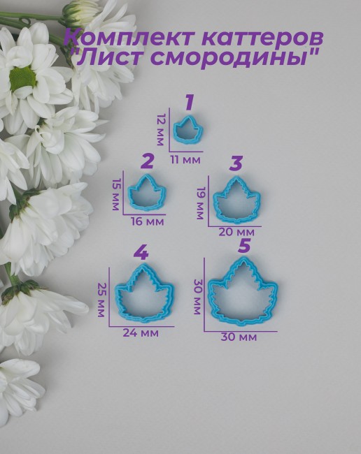 Комплект каттеров "Лист смородины" для полимерной глины