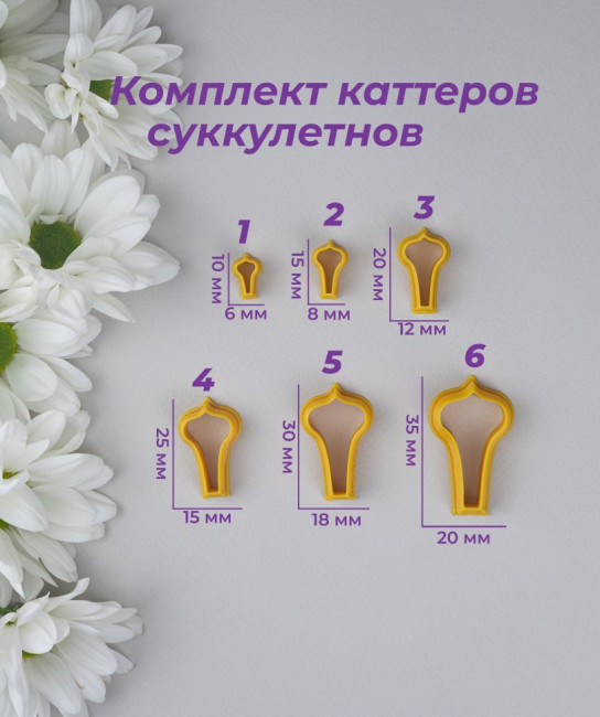 Комплект каттеров  "Суккуленты #3" для полимерной глины